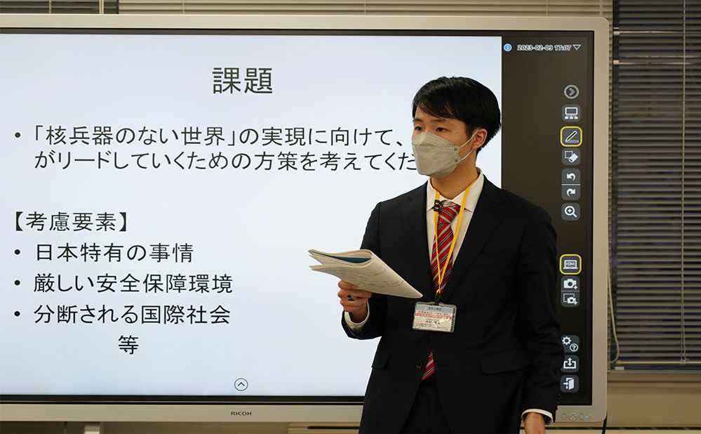 Student giving a presentation