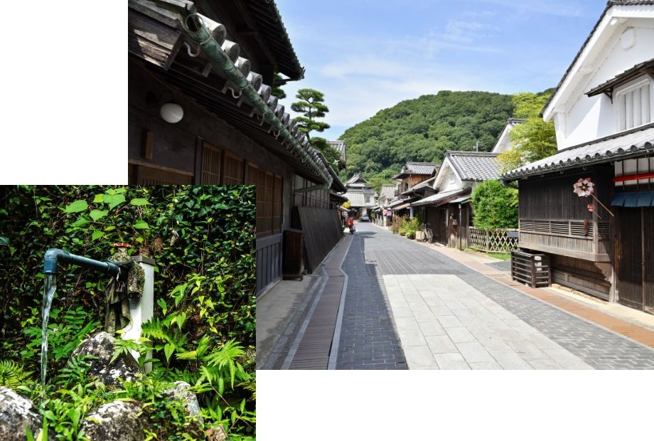 竹原の町並みと湧き水